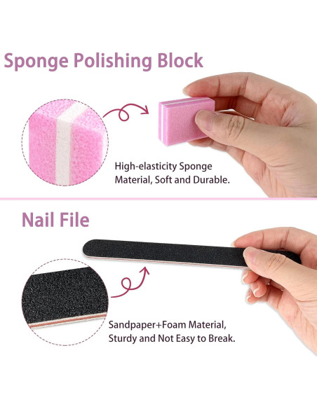 Juego de Archivos y Pulidores de Uñas LNAUJS - 5 Pulidores Rosa y 3 Archivos Negros
