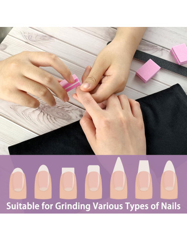 Juego de Archivos y Pulidores de Uñas LNAUJS - 5 Pulidores Rosa y 3 Archivos Negros