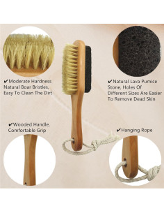 Piedra Pómez Natural YIOYOODA con Cepillo para Pies - Exfoliador Doble Cara 2