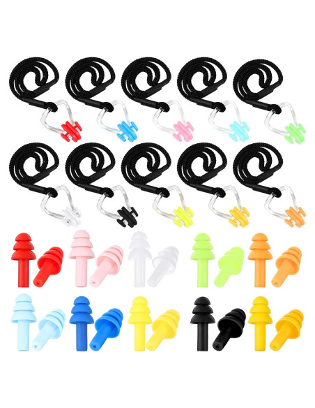 10 Clips de Nariz y Tapones para Oídos Seenelling Accesorios Natación