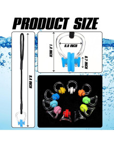 10 Clips de Nariz y Tapones para Oídos Seenelling Accesorios Natación 2