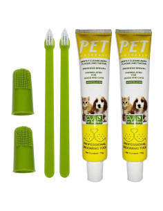 Kit Dental para Mascotas Puppycute - 2 Cepillos y Pasta Sabor Carne