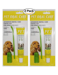 Kit Dental para Mascotas Puppycute - 2 Cepillos y Pasta Sabor Carne 2