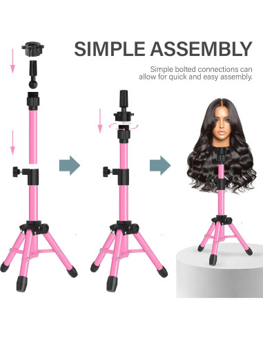 Soporte de Peluca Tripode AliLeader 25 Pulgadas Rosa