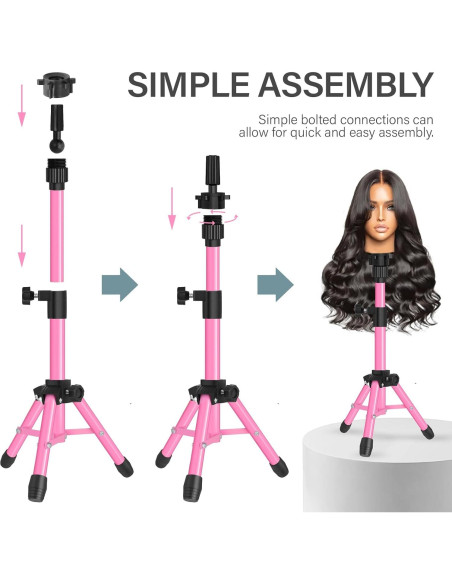 Soporte de Peluca Tripode AliLeader 25 Pulgadas Rosa