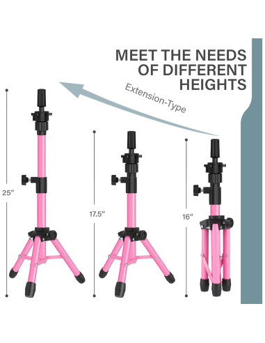 Soporte de Peluca Tripode AliLeader 25 Pulgadas Rosa