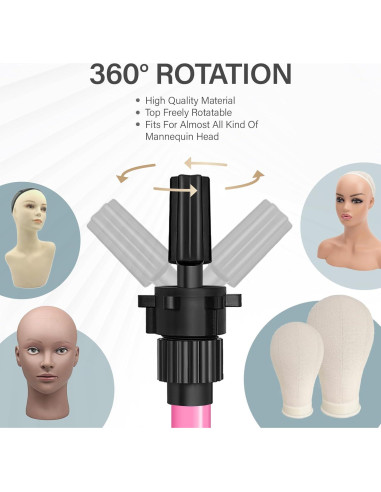 Soporte de Peluca Tripode AliLeader 25 Pulgadas Rosa