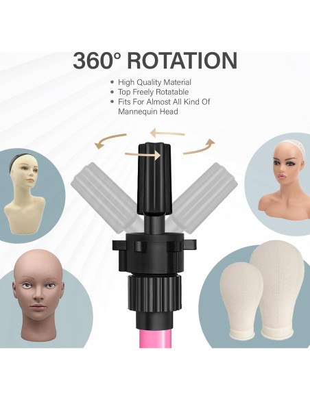 Soporte de Peluca Tripode AliLeader 25 Pulgadas Rosa