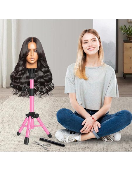 Soporte de Peluca Tripode AliLeader 25 Pulgadas Rosa