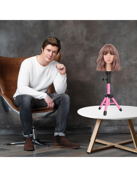 Soporte de Peluca Tripode AliLeader 25 Pulgadas Rosa