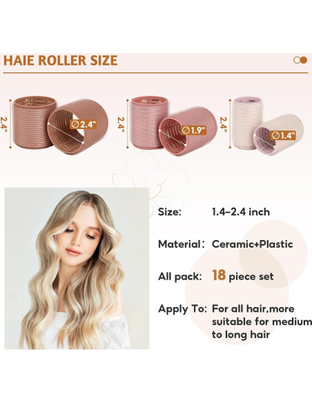 Set de Rodillos de Pelo Térmicos xnicx 18pcs Cerámica 60mm 48mm 36mm