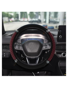 Cubierta de Volante de Cuero Tecledsn 15 Pulgadas Vino