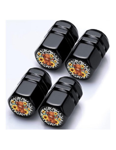 Tapas de Válvula de Neumático LMZLJZ - Paquete de 4 Vaca Girasol