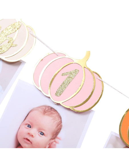 Banner de Cumpleaños Calabaza Rosa Naranja Dorado 249.4x6.6cm