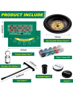 Juego de Ruleta Lunmon con Rueda de 25.4 cm y 200 Fichas 2