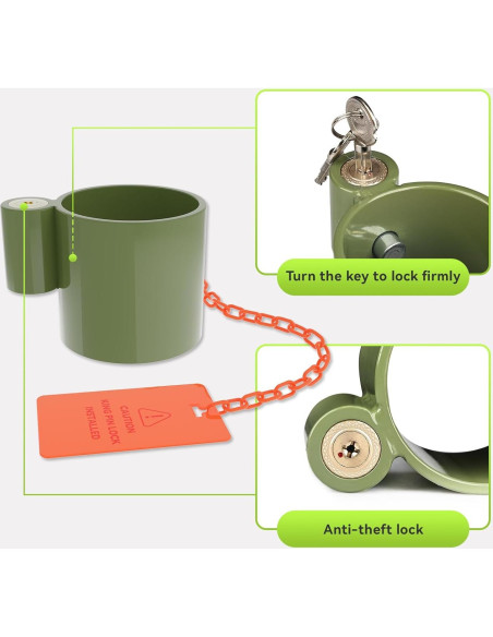 Cerradura de Eje RVMATE Verde para 5ta Rueda y Remolques