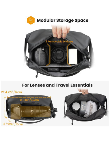 Bolsa de Mensajero TARION para Cámara Compacta Negra 4L