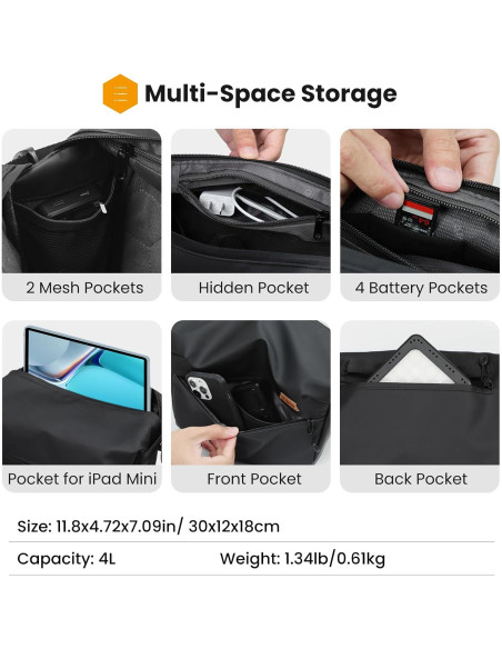 Bolsa de Mensajero TARION para Cámara Compacta Negra 4L