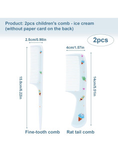 Juego de 2 Peines para Bebé Lasuroa - Dientes Finos y Cola de Rata 2