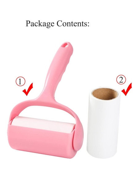 Rodillo Adhesivo para Pelos de Mascotas Nnverseryy Rosa con Recargas