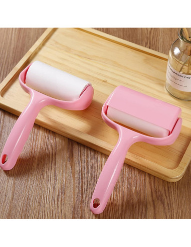 Rodillo Adhesivo para Pelos de Mascotas Nnverseryy Rosa con Recargas