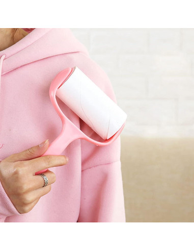 Rodillo Adhesivo para Pelos de Mascotas Nnverseryy Rosa con Recargas