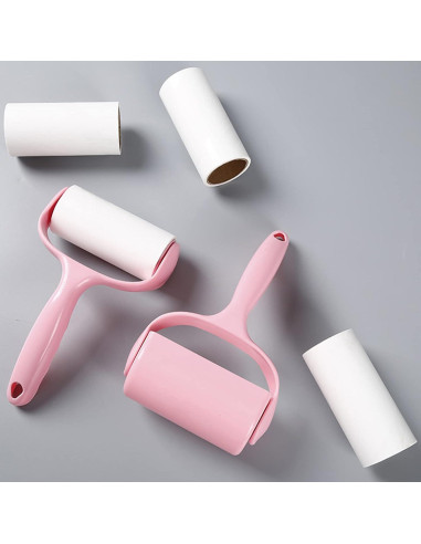 Rodillo Adhesivo para Pelos de Mascotas Nnverseryy Rosa con Recargas