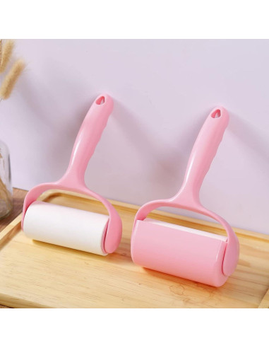 Rodillo Adhesivo para Pelos de Mascotas Nnverseryy Rosa con Recargas