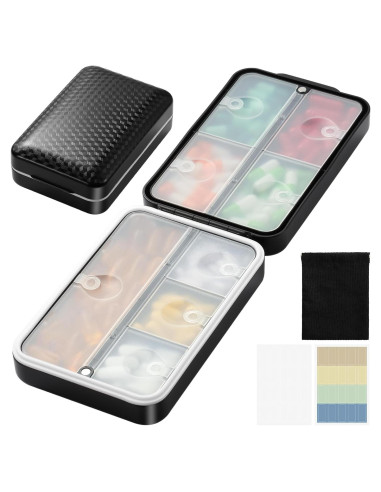 Organizador de Pastillas de Viaje OUVBTX 8 Compartimentos Negro