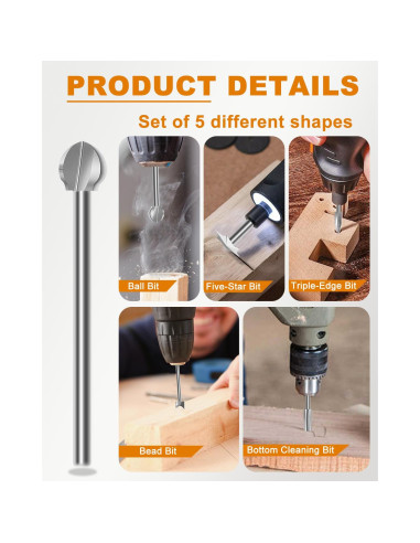 Juego de Puntas de Tallado en Madera KeeTidy, 5 Piezas 3mm