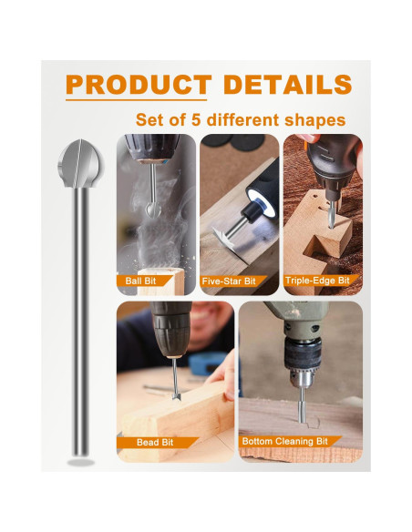 Juego de Puntas de Tallado en Madera KeeTidy, 5 Piezas 3mm