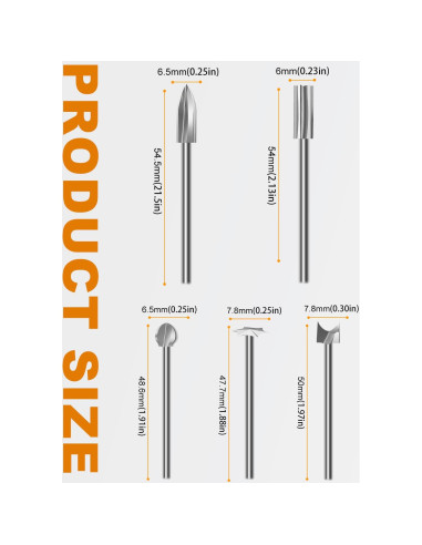 Juego de Puntas de Tallado en Madera KeeTidy, 5 Piezas 3mm
