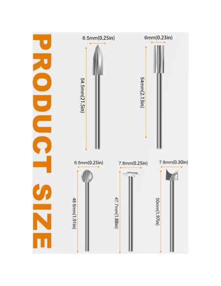 Juego de Puntas de Tallado en Madera KeeTidy, 5 Piezas 3mm