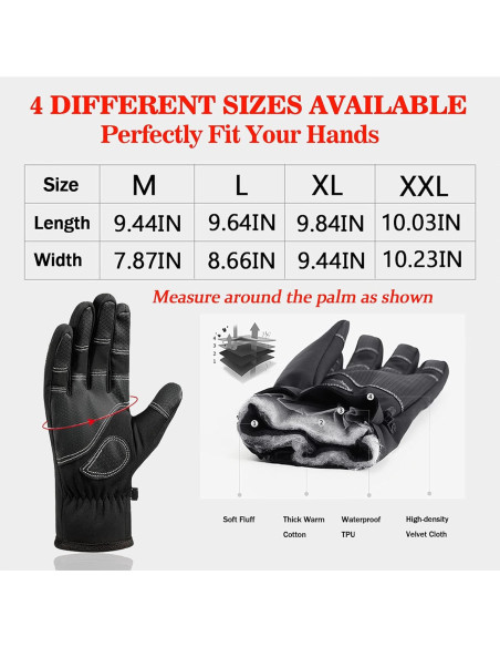 Guantes de Ciclismo de Invierno LSAMA Antideslizantes Medianos