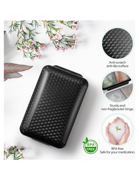 Organizador de Pastillas de Viaje OUVBTX 8 Compartimentos Negro