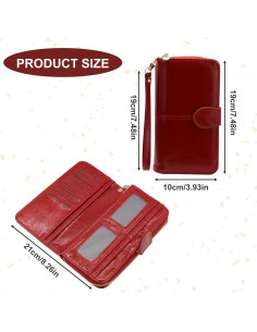 Cartera de Cuero Multifuncional AdiStylinno Roja 19x10.5cm 2