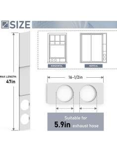 Kit Ventana Aire Acondicionado Portátil Doble Manguera Flamorrow 2