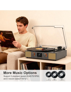 Reproductor de Vinilo Bluetooth VICTRESS SON1+TE-2032GY 3 Velocidades 2