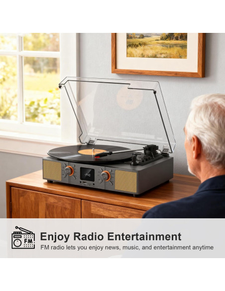 Reproductor de Vinilo Bluetooth VICTRESS SON1+TE-2032GY 3 Velocidades