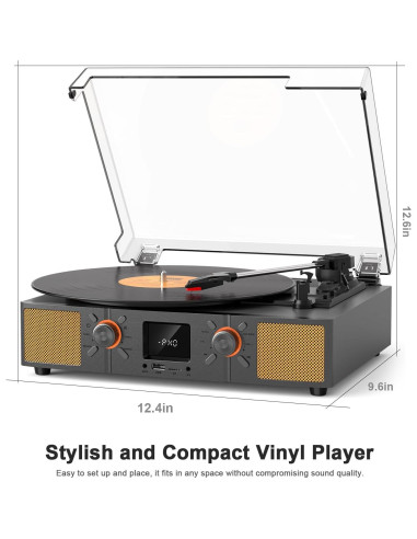 Reproductor de Vinilo Bluetooth VICTRESS SON1+TE-2032GY 3 Velocidades