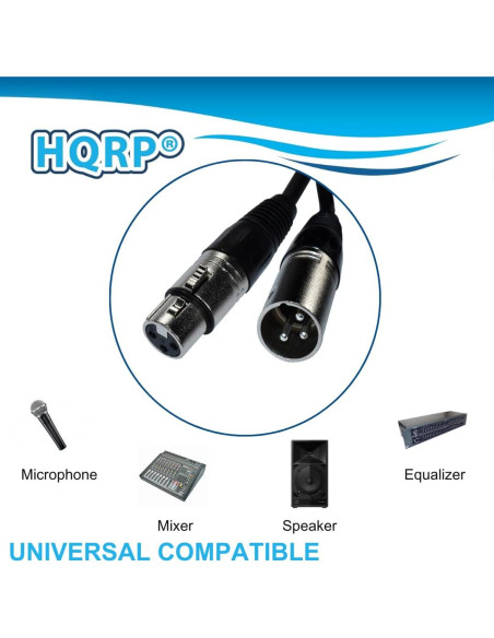 Cable de Micrófono XLR Macho a Hembra HQRP 1.8m 3 Pines