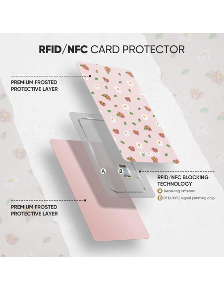 Tarjetas Bloqueadoras RFID VULKIT 2PCS Flor Rosa Ultra Delgado