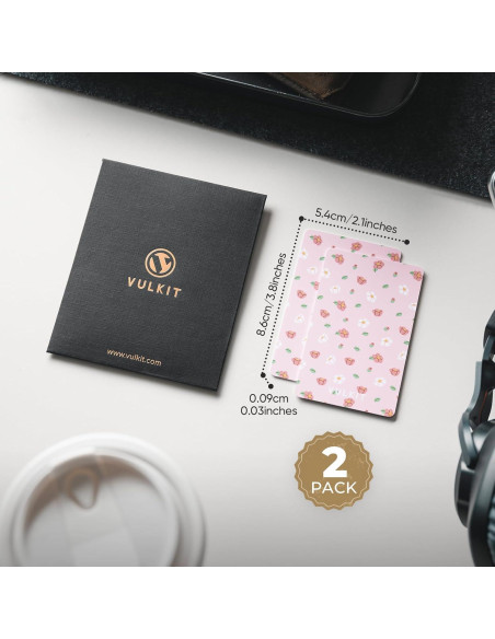 Tarjetas Bloqueadoras RFID VULKIT 2PCS Flor Rosa Ultra Delgado