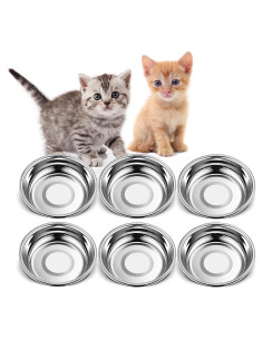 6 Cuencos de Acero Inoxidable Arespark para Gatos 14 cm