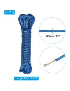 Cuerda para Ropa PATIKIL 3mm x 20m Recubierta Plástico - 2 Unidades 2