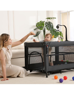 Cuna de Viaje Portátil Jekeu 5 en 1 Negra - Parque Infantil Plegable 2