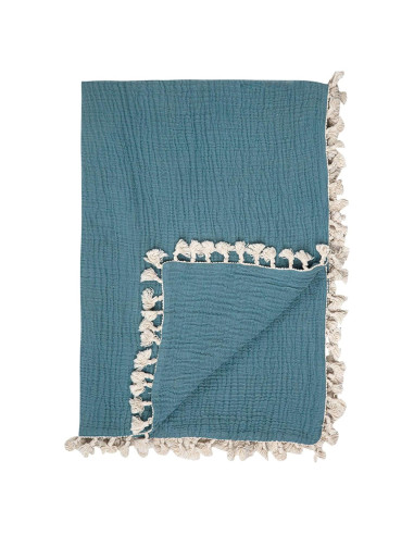 Manta de Muselina Crane Baby 100% Algodón Azul 101.6x101.6cm