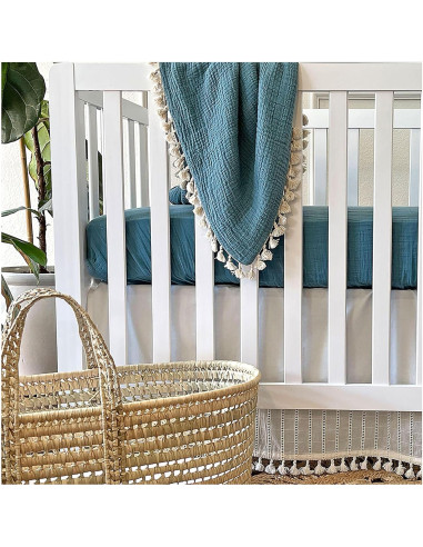 Manta de Muselina Crane Baby 100% Algodón Azul 101.6x101.6cm