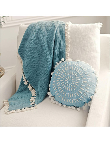 Manta de Muselina Crane Baby 100% Algodón Azul 101.6x101.6cm