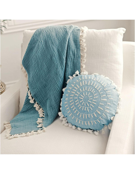 Manta de Muselina Crane Baby 100% Algodón Azul 101.6x101.6cm